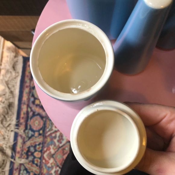 Mid Century Blue and Creamy White Coffee Pot Set - Picture 4 of 8